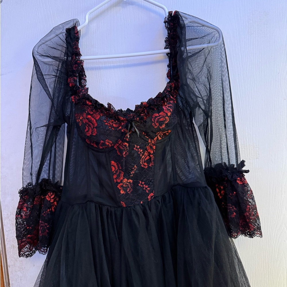 NWT Black Widow Dance with Death with Red lace Dress - Picture 10 of 12